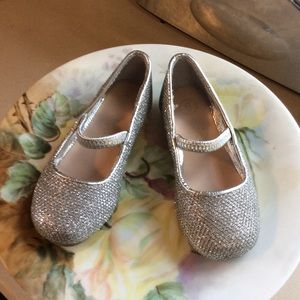 Little girls dress shoes glitter silver size 6